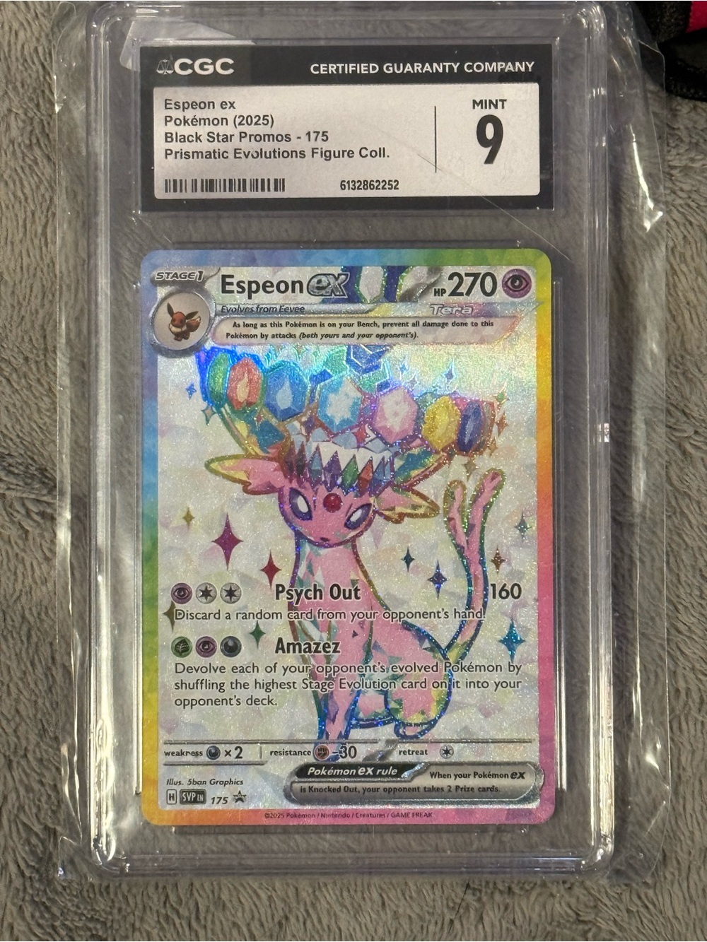 Espeon ex 175 Black Star Promo — Rainbow Holo CGC grade 9